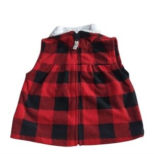 Carter's Baby Girl Red And Black Checkered Vest Size 6 Months.